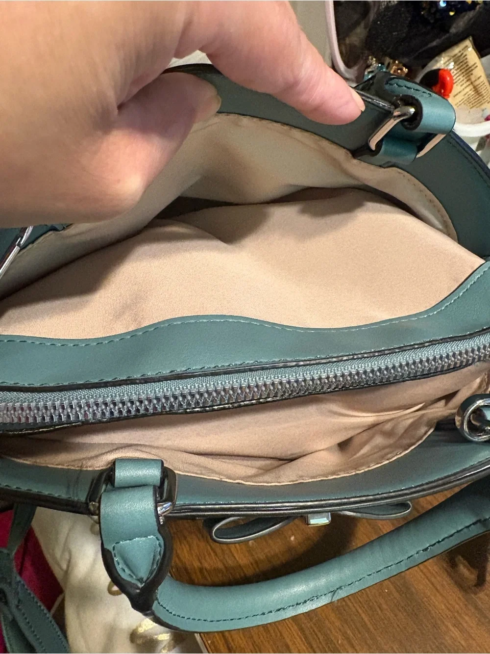 Nine West Seafoam Bow Satchel with Silver Chain